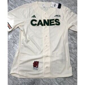 Adidas Miami Hurricanes Canes Baseball Button Down Jersey Men’s Medium JD0739
